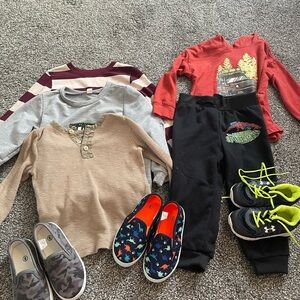 Toddler Boy Clothing/ Shoe Bundle Size 2T Clothes / Size 6,8 shoe